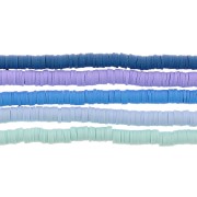 Assortiment de 5 fils de perles Heishi en pâte polymère 6x1 mm - Camaieu Bleu