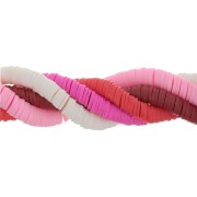 Assortiment de 5 fils de perles Heishi en pâte polymère 6x1 mm - Camaieu Rose|raw }}