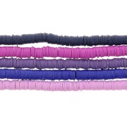Assortiment de 5 fils de perles Heishi en pâte polymère 6x1 mm - Camaieu Violet