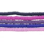 Assortiment de 5 fils de perles Heishi en pâte polymère 6x1 mm - Camaieu Violet