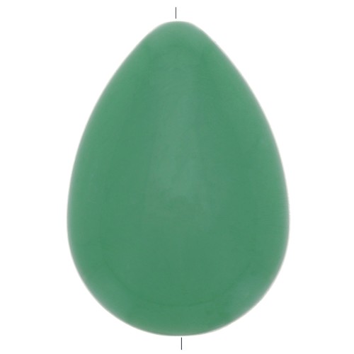 Perle goutte plate en résine opaque 37x26 mm - Vert x1