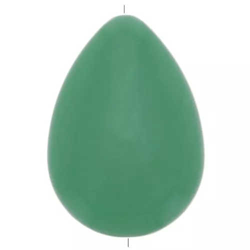 Perle goutte plate en résine opaque 37x26 mm - Vert x1