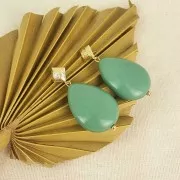 Perle goutte plate en résine opaque 37x26 mm - Moutarde x1