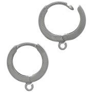 Dormeuses créoles avec anneau ouvert 14 mm - Argent 925 Rhodié noir x2|raw }}