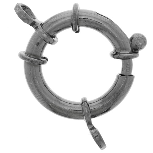 Fermoir Bouée pour bracelet ou collier 18 mm - Argent 925 Rhodié noir x1