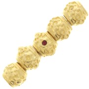 Perle ronde aplatie 12x9 mm - gros trou - pour cabochon 1.8mm - Doré à l'or fin x1