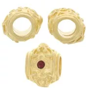 Perle ronde aplatie 12x9 mm - gros trou - pour cabochon 1.8mm - Doré à l'or fin x1