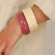 Bracelet jonc épais en résine opaque 68 mm - Vieux rose x1
