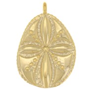 Pendentif goutte irrégulier travaillé 21x15 mm - motif fleur - Doré x1