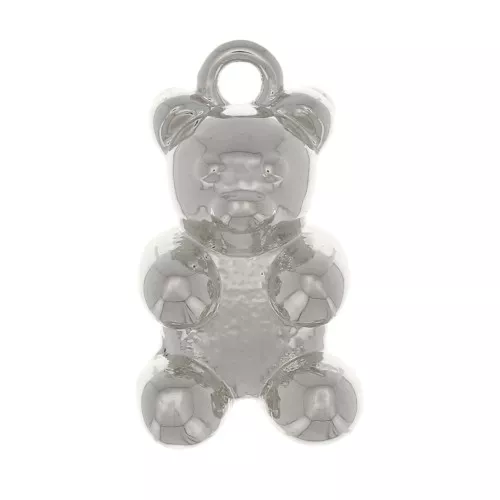 Breloque ourson 14x8 mm - Rhodié x1