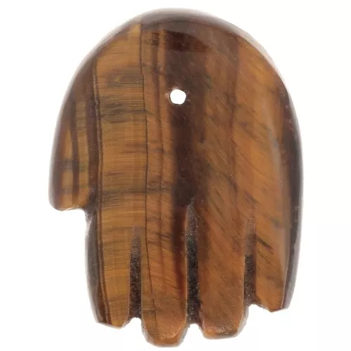 Pendentif main 20.5x15 mm en pierre gemme - Oeil de tigre x1