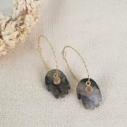 Pendentif main 20.5x15 mm en pierre gemme - Amethyste x1