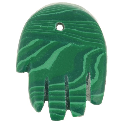 Pendentif main 20.5x15 mm en imitation pierre gemme - Malachite x1
