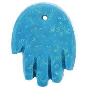 Pendentif main 20.5x15 mm en imitation pierre gemme - Turquoise x1