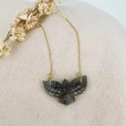 Intercalaire aigle 42x24 mm en pierre gemme - Labradorite x1