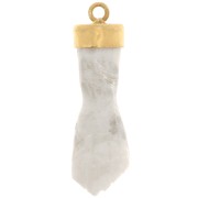 Pendentif poing fermé 38x12 mm en pierre gemme - Doré à l'or fin - Pierre de lune