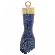 Pendentif poing fermé 38x12 mm en pierre gemme - Doré à l'or fin - Lapis lazuli