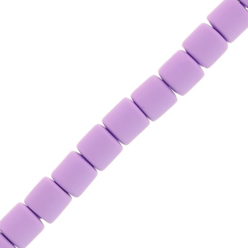 Perles tubes style Heishi en pâte polymère 6x6.2 mm - Lilas x39cm