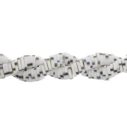 Perles Heishi rondelles  bicolore en pâte polymère 6x1mm - Blanc - Gris foncé x40cm