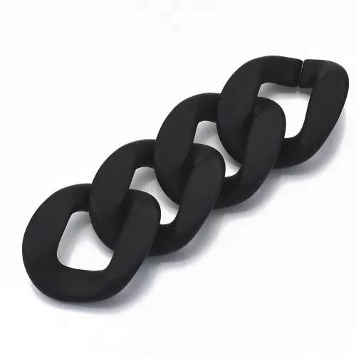 Maillon ovale torsadé en acrylique 39.5x32 mm - Opaque Noir Mat x1