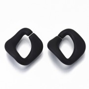 Maillon carré torsadé en acrylique 24x23 mm - Opaque Noir Mat x1