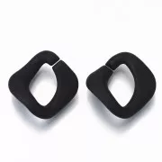 Maillon carré torsadé en acrylique 24x23 mm - Opaque Noir Mat x1