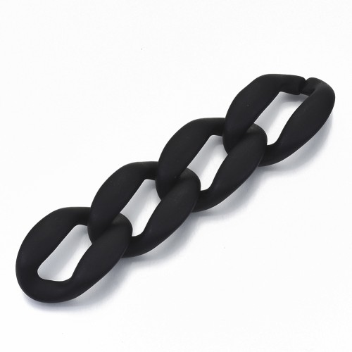 Maillon ovale torsadé en acrylique 37x26 mm - Noir mat x1