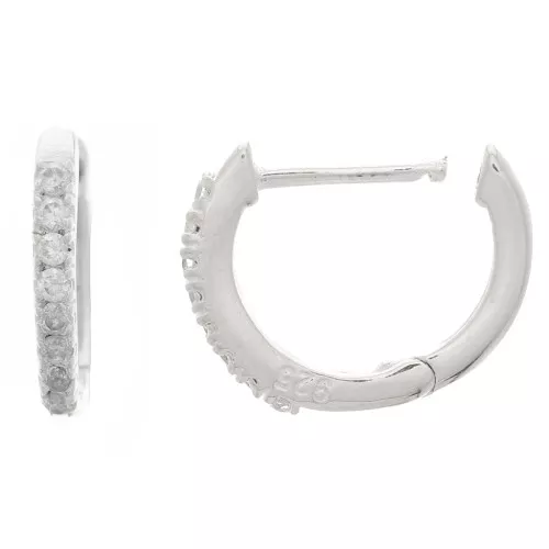 Créoles 11 mm avec oxydes de Zirconium - Argent 925 - Crystal x2