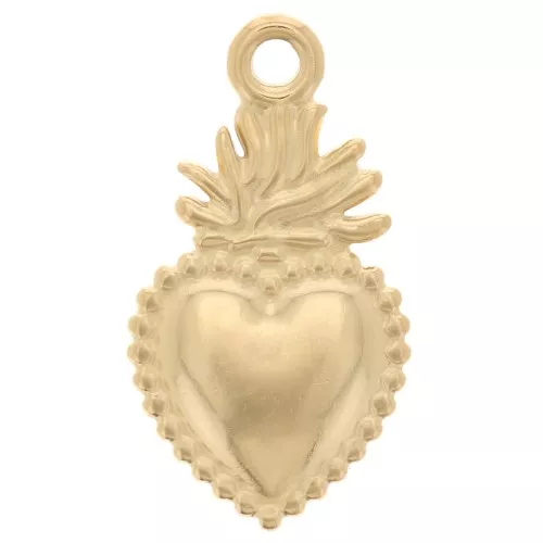 Pendentif coeur Ex-Voto 18.5x10.5 mm - Acier inoxydable 316 Doré x1