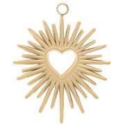 Pendentif soleil avec coeur évidé 23x18 mm - Acier inoxydable 316L Doré x1|raw }}