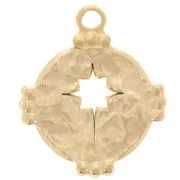 Pendentif rond martelé 15 mm étoile du nord évidée - Acier inoxydable 316L Doré x1