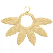 Pendentif ethnique feuille - 15x20 mm - Acier inoxydable 316L Doré x1