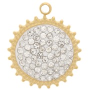 Pendentif soleil 14 mm avec résine et oxydes de Zirconium - Acier inoxydable 316L Doré - Blanc