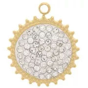 Pendentif soleil 14 mm avec résine et oxydes de Zirconium - Acier inoxydable 316L Doré - Blanc
