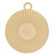 Breloque ronde striée 12 mm pour cabochon 4 mm - Acier inoxydable 316L Doré x1|raw }}