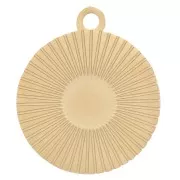 Breloque ronde striée 12 mm pour cabochon 4 mm - Acier inoxydable 316L Doré x1