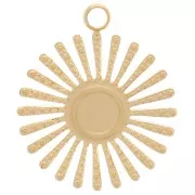 Soleil - Breloque soleil texturé 14 mm pour cabochon 4 mm - Acier inoxydable 316L Doré x1 Breloque soleil texturé 14 mm pour cabochon 4 mm - Acier inoxydable 316L Doré x1