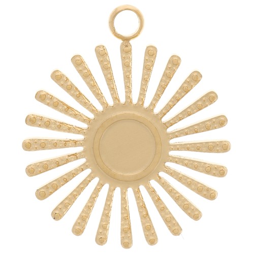 Breloque soleil texturé 14 mm pour cabochon 4 mm - Acier inoxydable 316L Doré x1