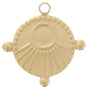 Breloque ronde travaillée 16.3 mm pour cabochon 4 mm - Acier inox 304 Doré x1