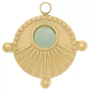 Breloque ronde travaillée 16 mm pour cabochon 4 mm - Acier inoxydable 316L Doré x1