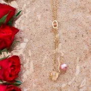 Breloque ronde travaillée 16 mm pour cabochon 4 mm - Acier inoxydable 316L Doré x1