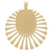 Breloque ronde 14 mm pour cabochon 8x6 mm - Acier inoxydable 316L Doré x1|raw }}