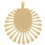 Breloque ronde 14 mm pour cabochon 8x6 mm - Acier inoxydable 316L Doré x1