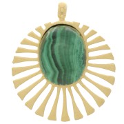 Breloque ronde 14 mm pour cabochon 8x6 mm - Acier inoxydable 304 Doré x1