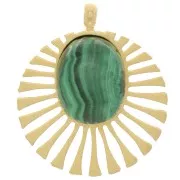 Breloque ronde 14 mm pour cabochon 8x6 mm - Acier inoxydable 316L Doré x1