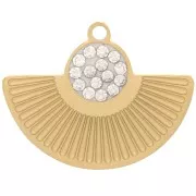 Breloque ethnique 13x16 mm avec résine et oxydes de Zirconium - Acier inoxydable 316L Doré x1