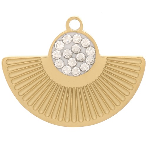 Breloque ethnique 13x16 mm avec résine et oxydes de Zirconium - Acier inoxydable 316L Doré x1