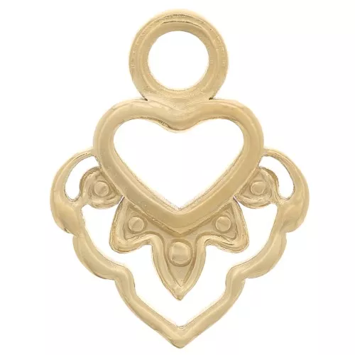 Breloque coeur évidé 17x13 mm - Acier inoxydable 316L Doré x1