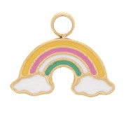 Breloque arc-en-ciel 8x10 mm en résine époxy - Acier inoxydable 316L Doré x1|raw }}