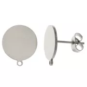 Clous d'oreilles disque 12 mm avec anneau - Acier inoxydable 304 x2